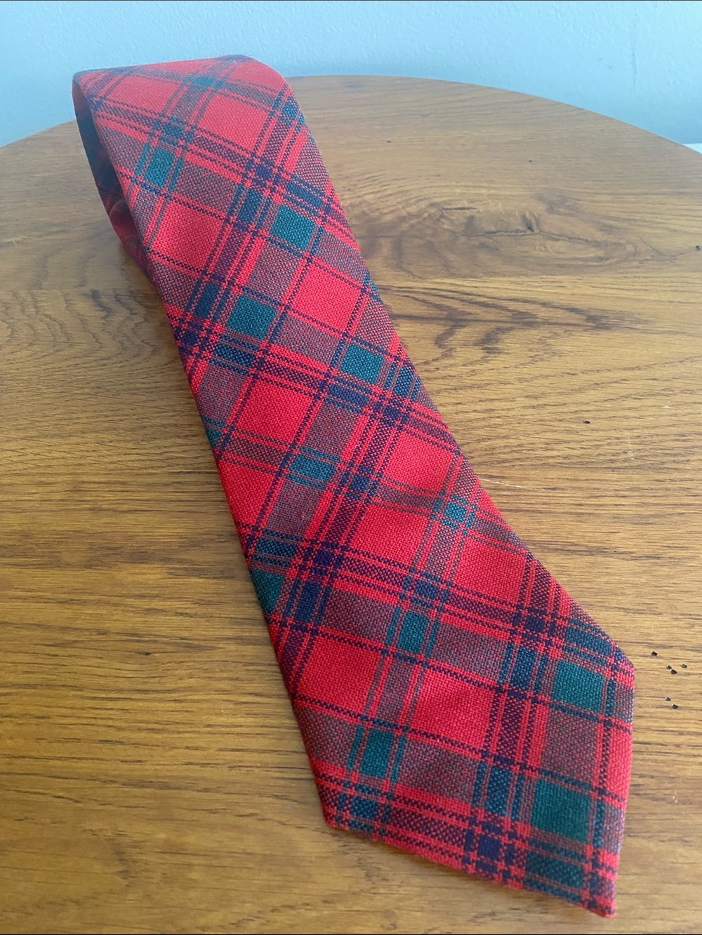 Ingles Buchan Classic Wool Red Plaid Men's Tie Woven in Scotland
